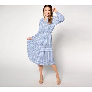 Destination 365 Midi Dress Size XL Regular Printed Clipped Dot Dark Chambray NEW